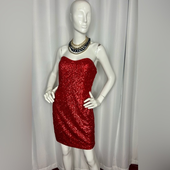 NWT Jadore Sweetheart Red Sequence Mini Cocktail dress - Picture 4 of 9